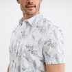 Chemise droite manches courtes coton ecru homme