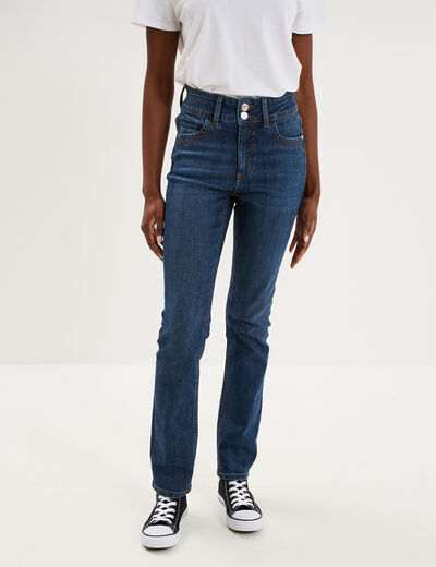 Jean denim droit en coton denim brut femme
