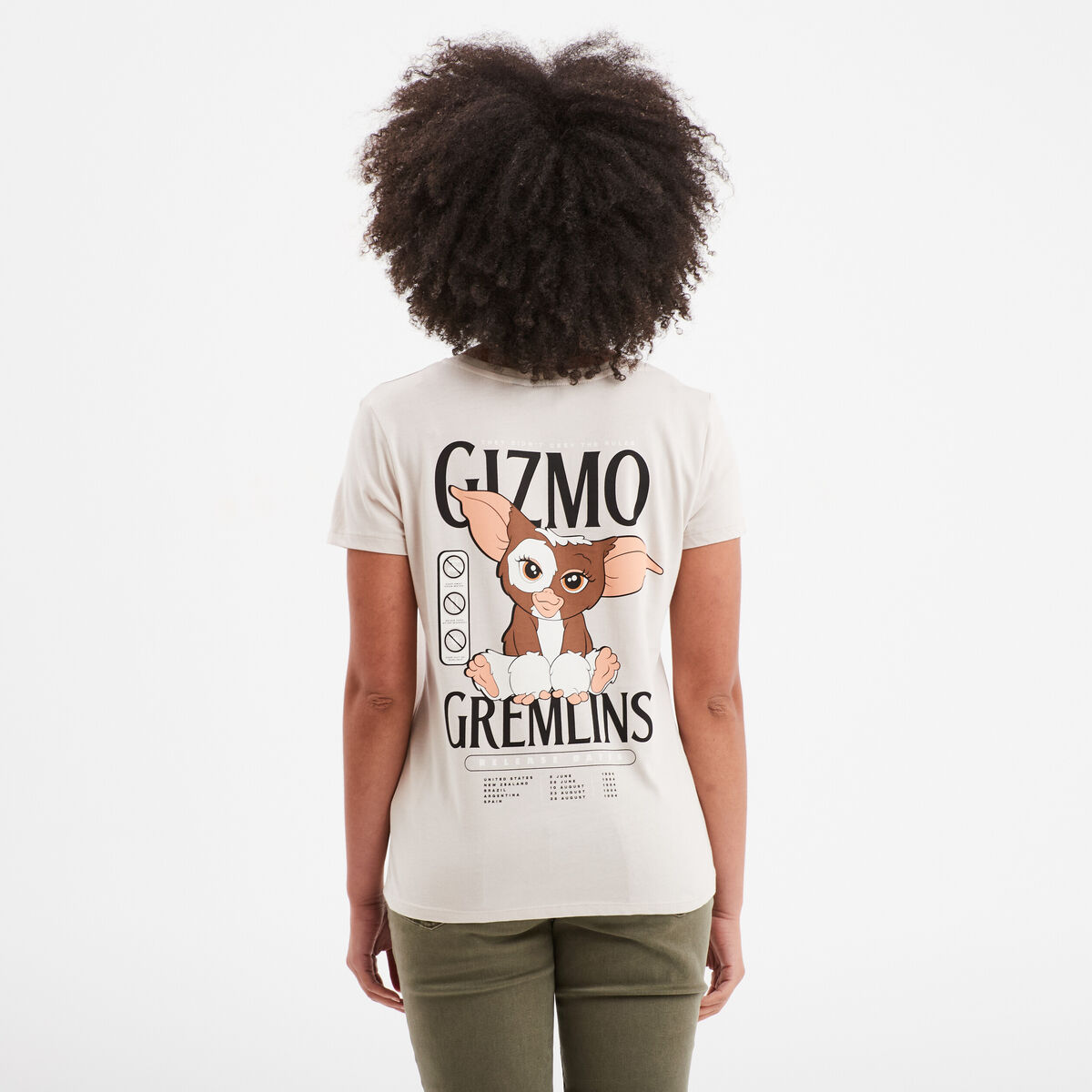 T-shirt manches courtes coton Gremlins sable femme