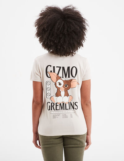 T-shirt manches courtes coton Gremlins sable femme