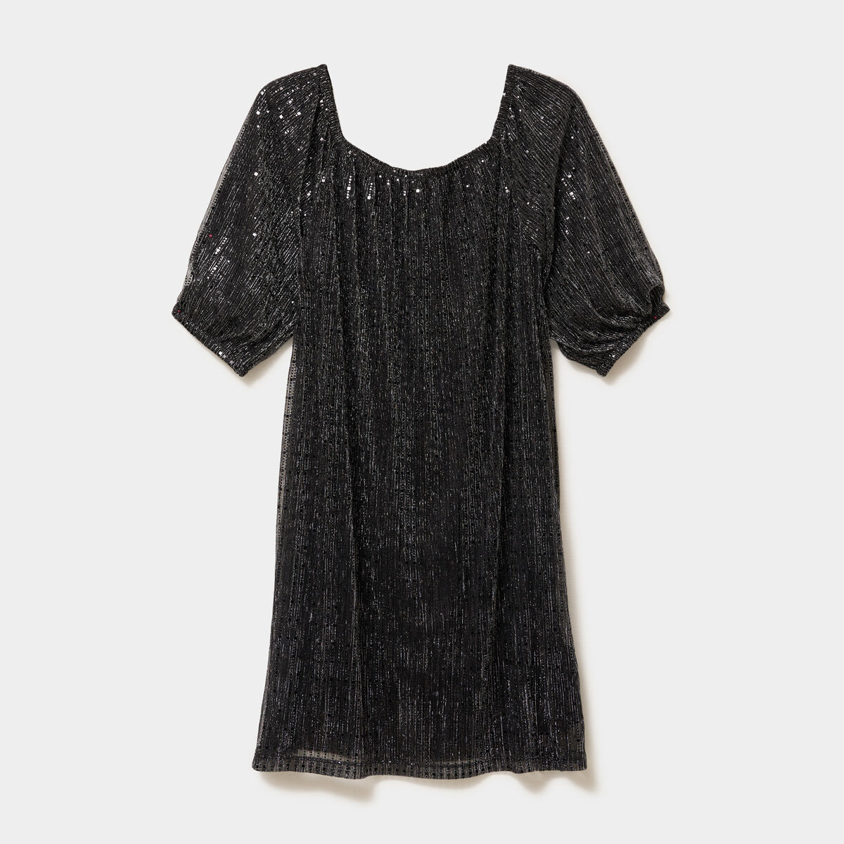 Robe &agrave; strass et manches 3/4 noir femme grande taille