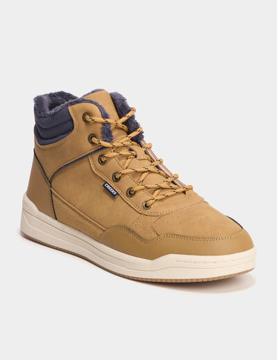 Baskets montantes avec lacets marron clair homme