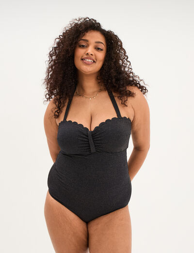 Maillot de bain une pi&egrave;ce balconnet noir femme grande taille