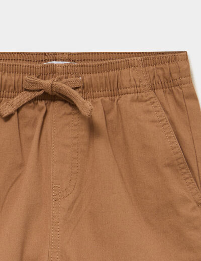 Bermuda short loose &eacute;lastiqu&eacute;e coton marron gar&ccedil;on