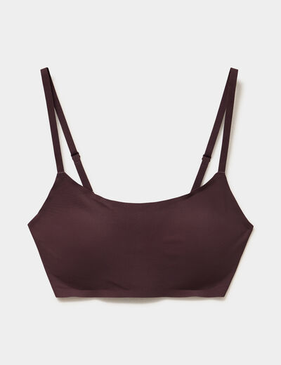 Soutien-gorge brassi&egrave;re bandeau padd&eacute; marron femme
