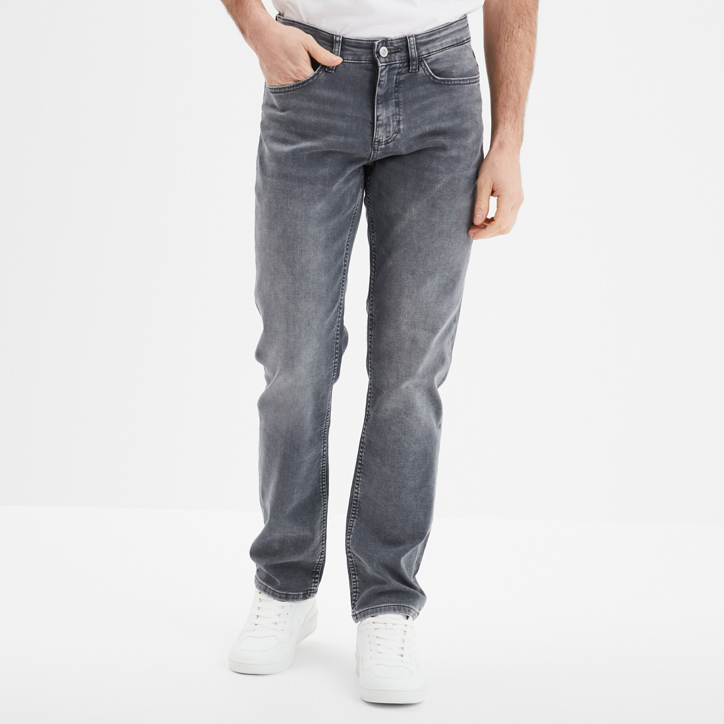 Jean stretch coupe regular denim gris homme CREEKS
