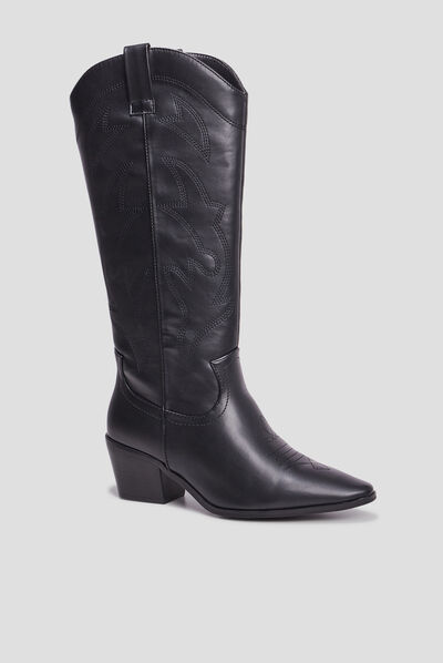 Bottes esprit western bouts pointus noir femme