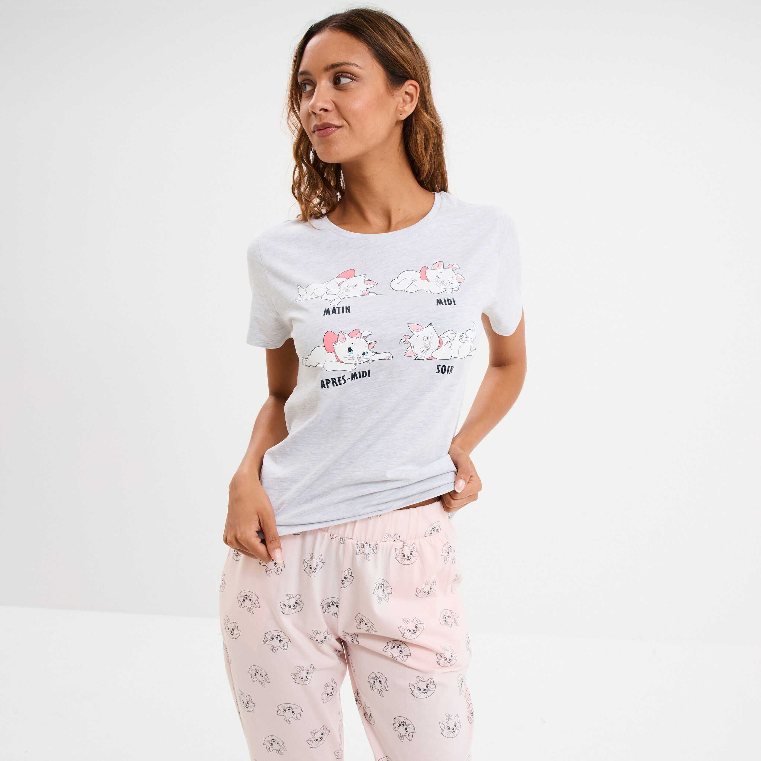 Ensemble pyjama Aristochats Marie gris clair femme