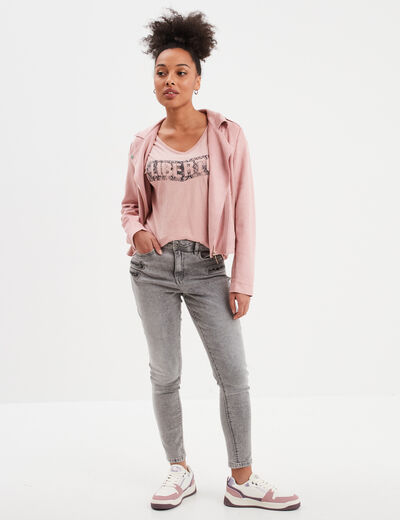 T-shirt délavé en coton Liberto mauve femme