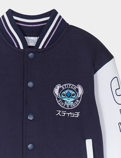 Gilet boutonné col teddy Stitch bleu marine fille