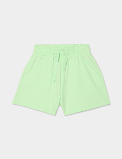 Short de jogging taille élastiquée vert clair fille