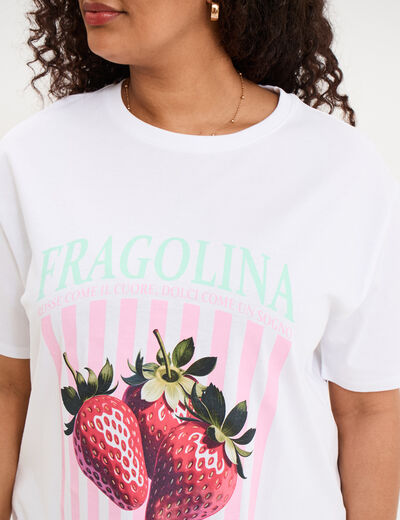 T-shirt avec manches courtes droit coton blanc femme grande taille