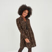 Robe évasée col lacet manches longues noir femme