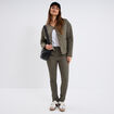 Pantalon slim stretch vert kaki femme