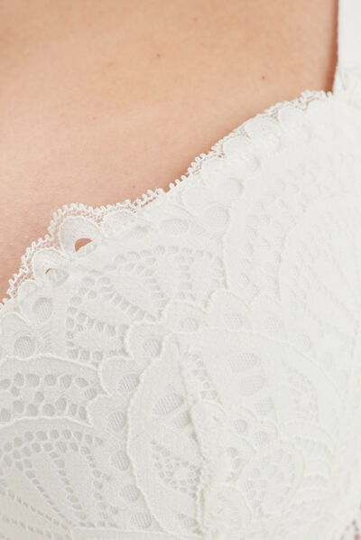 Bustier corbeille padde en dentelle blanc femme