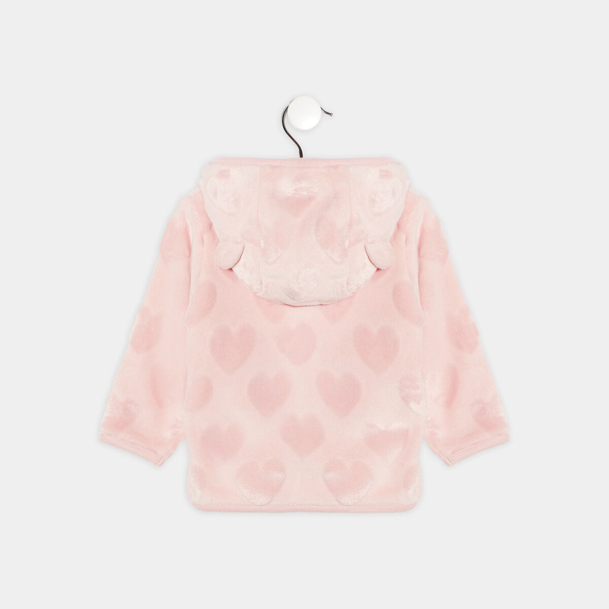 Gilet zippé à capuche rose pastel bébé fille