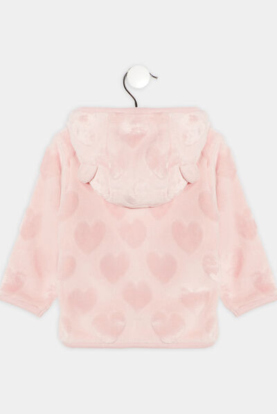 Gilet zippé à capuche rose pastel bébé fille