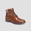 Boots à lacets bi-matières marron homme