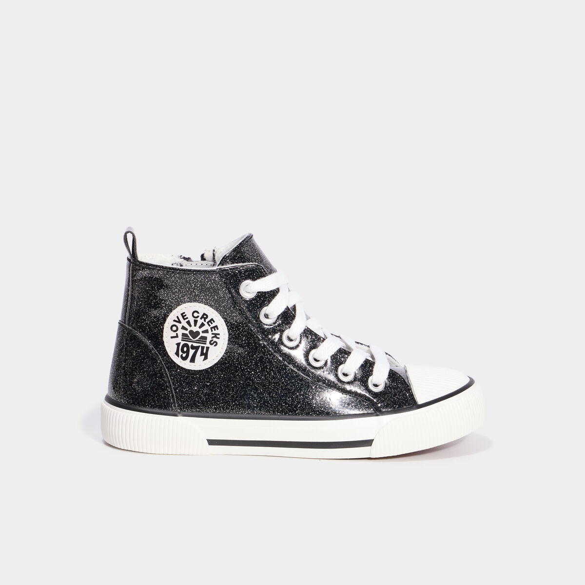 Baskets montantes zipp&eacute;es bout renforc&eacute; noir fille
