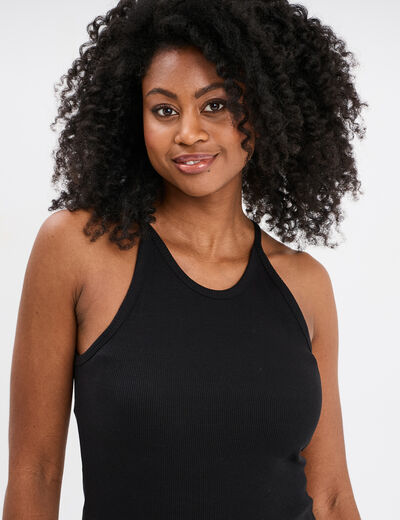 Débardeur encolure américaine coton noir femme