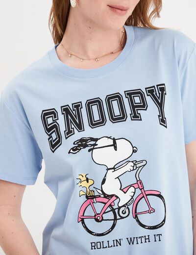 T-shirt manches courtes Snoopy bleu femme