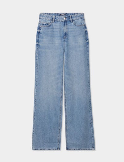Jeans wide leg taille haute Creeks denim double stone femme