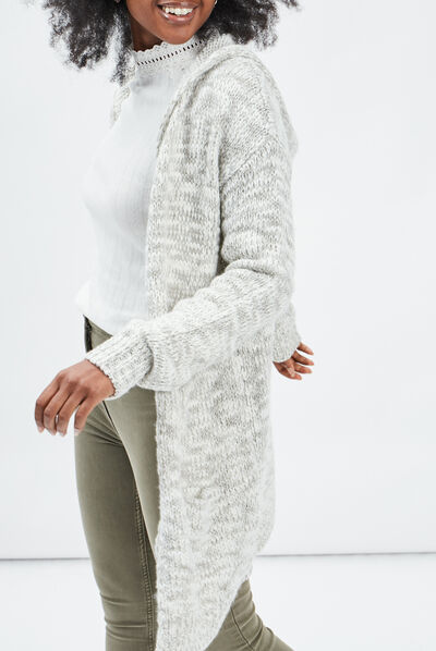 Gilet à capuche Creeks ecru femme