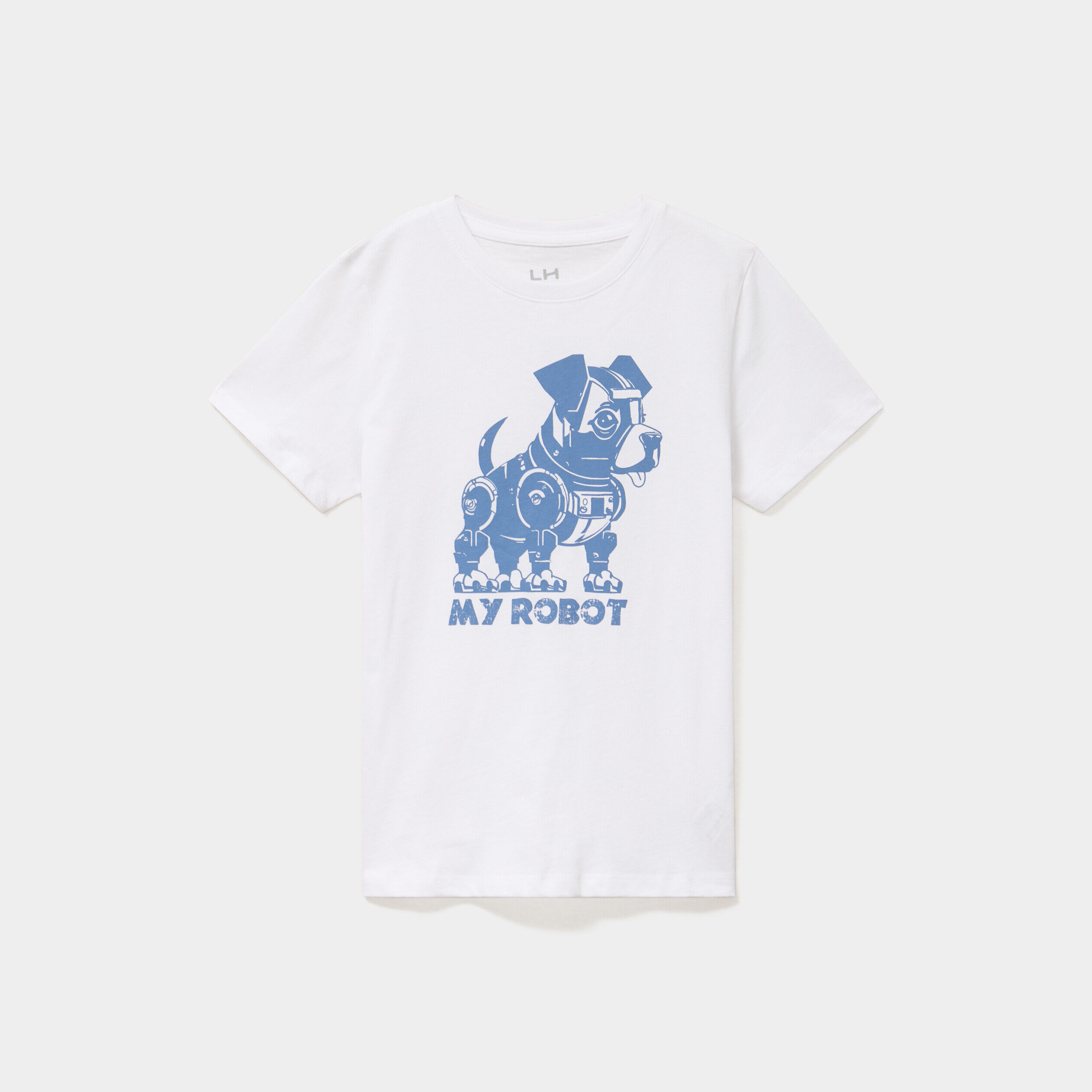 T-shirt col rond manches courtes coton blanc garçon LH
