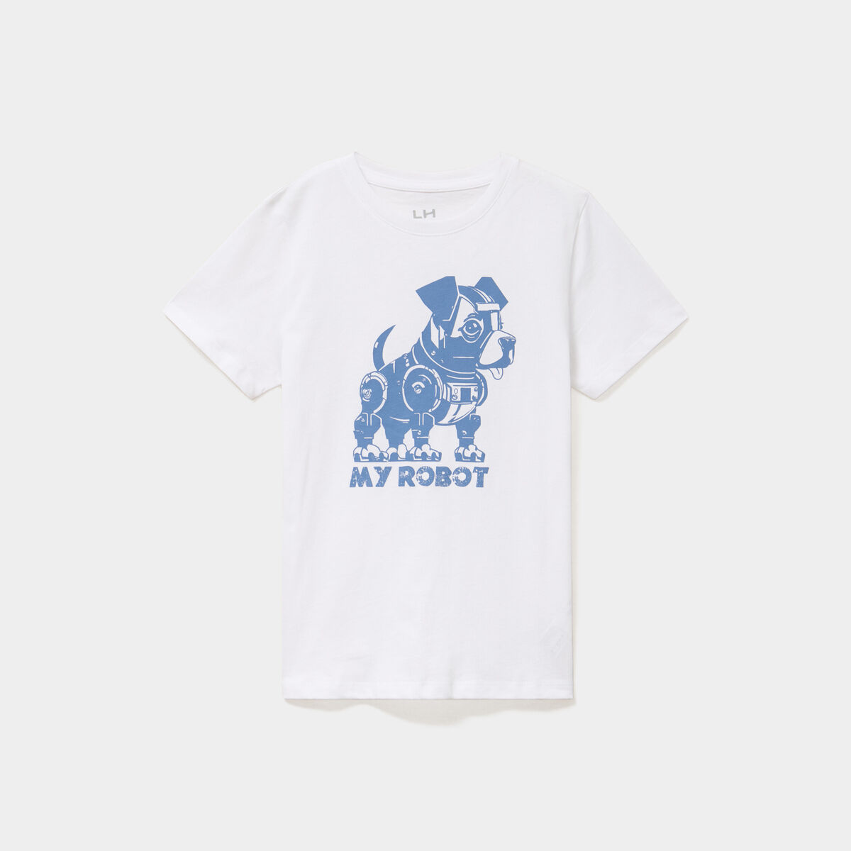 T-shirt col rond manches courtes coton blanc gar&ccedil;on