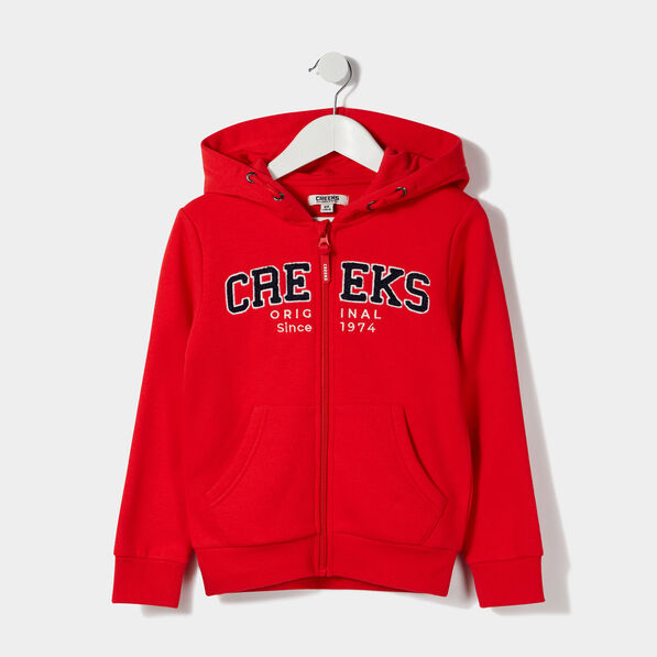 sweat zippe a capuche creeks rouge garcon Sweat zippé à capuche Creeks rouge garçon