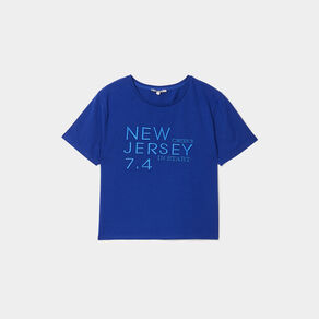 t shirt cropped ajuste broderie creeks bleu electrique femme T-shirt cropped ajusté broderie Creeks bleu electrique femme