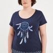 Ensemble pyjama corsaire 2 pièces coton bleu marine femme grande taille