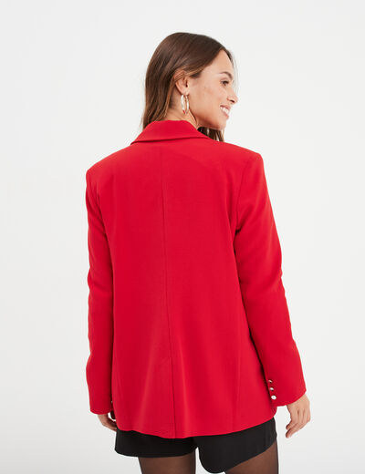 Blazer droit court boutonné Liberto rouge femme
