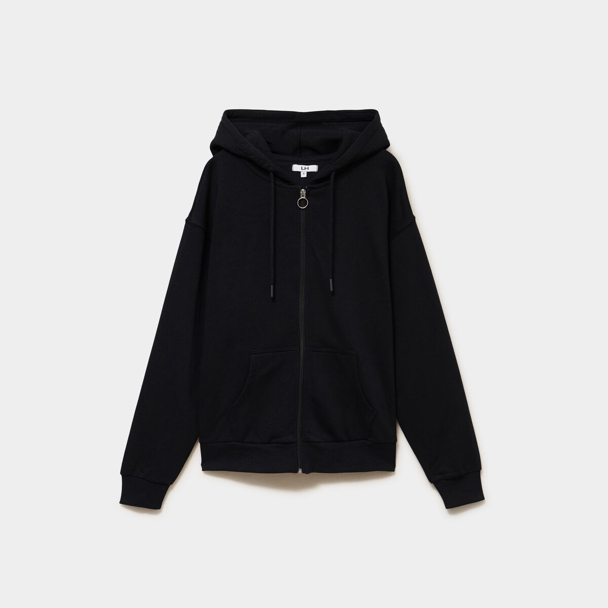 Sweat zipp&eacute; &agrave; capuche noir femme