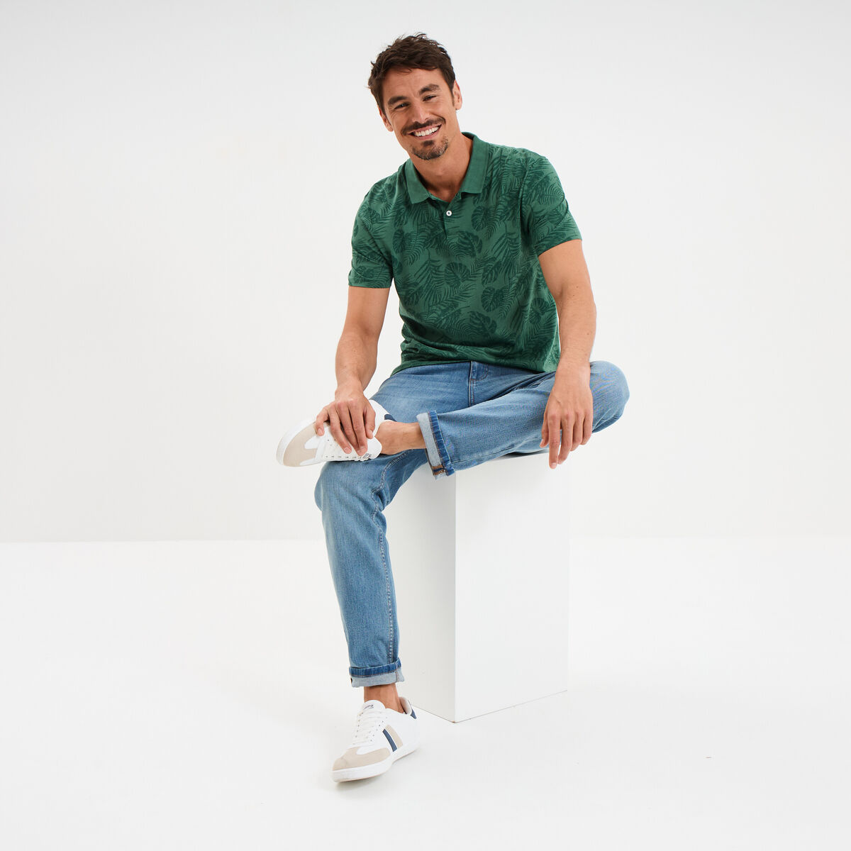 Polo manches courtes coton vert homme