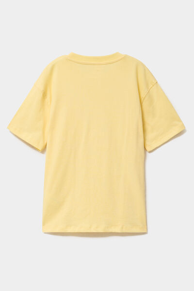 T-shirt oversize 1 poche manches courtes jaune gar&ccedil;on
