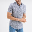 Chemise droite manches courtes coton ecru homme