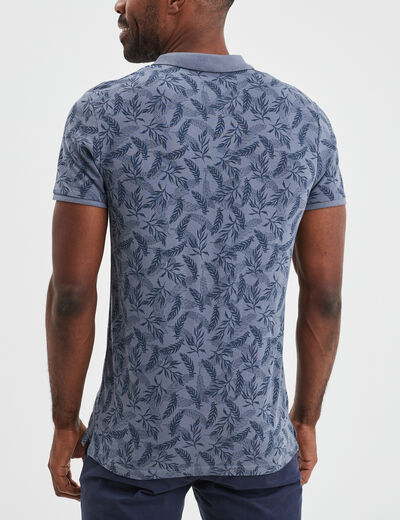 Polo droit manches courtes coton bleu gris homme