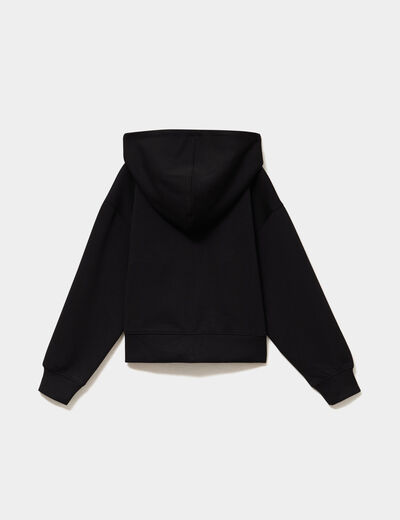 Sweat zipp&eacute; stretch &agrave; capuche noir fille