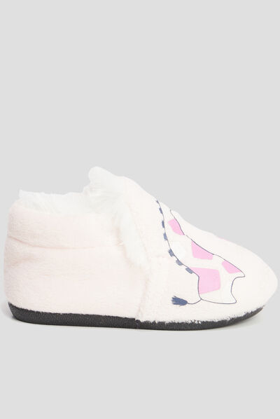 Chaussons motif girafe rose bébé fille