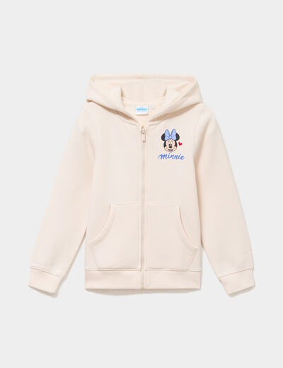 Sweat zipp&eacute; molletonn&eacute; &agrave; capuche Minnie beige fille