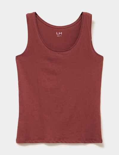 D&eacute;bardeur bretelles larges coton marron cognac femme
