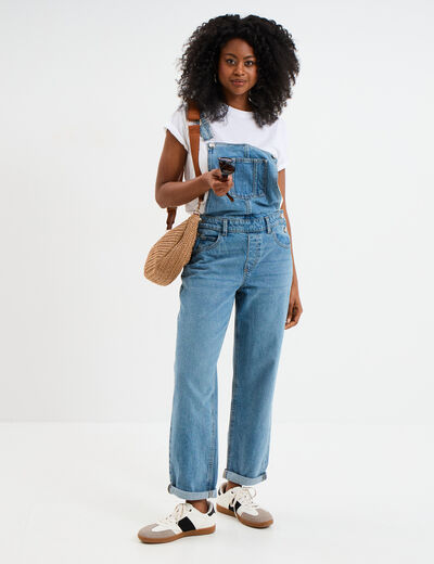 Salopette en jean mom boutonnée denim double stone femme