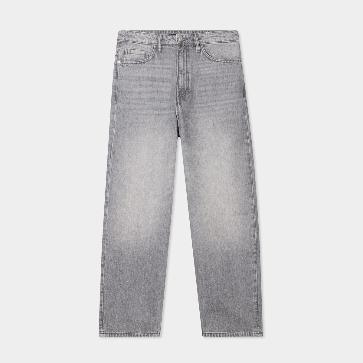 Jeans baggy 5 poches coton denim gris homme