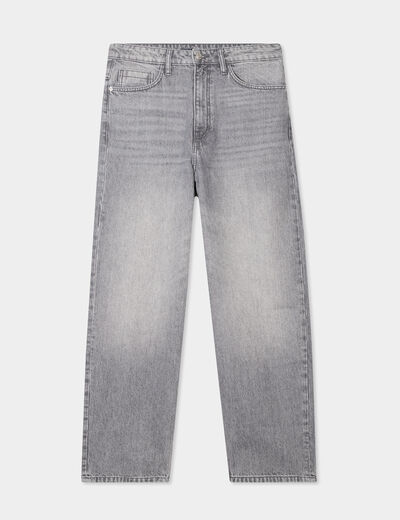 Jeans baggy 5 poches coton denim gris homme