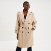 Trench long ceintur&eacute; beige femme