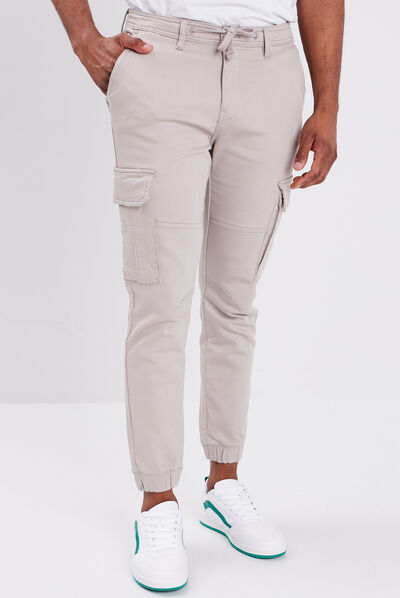 Pantalon cargo à coulisse sable homme
