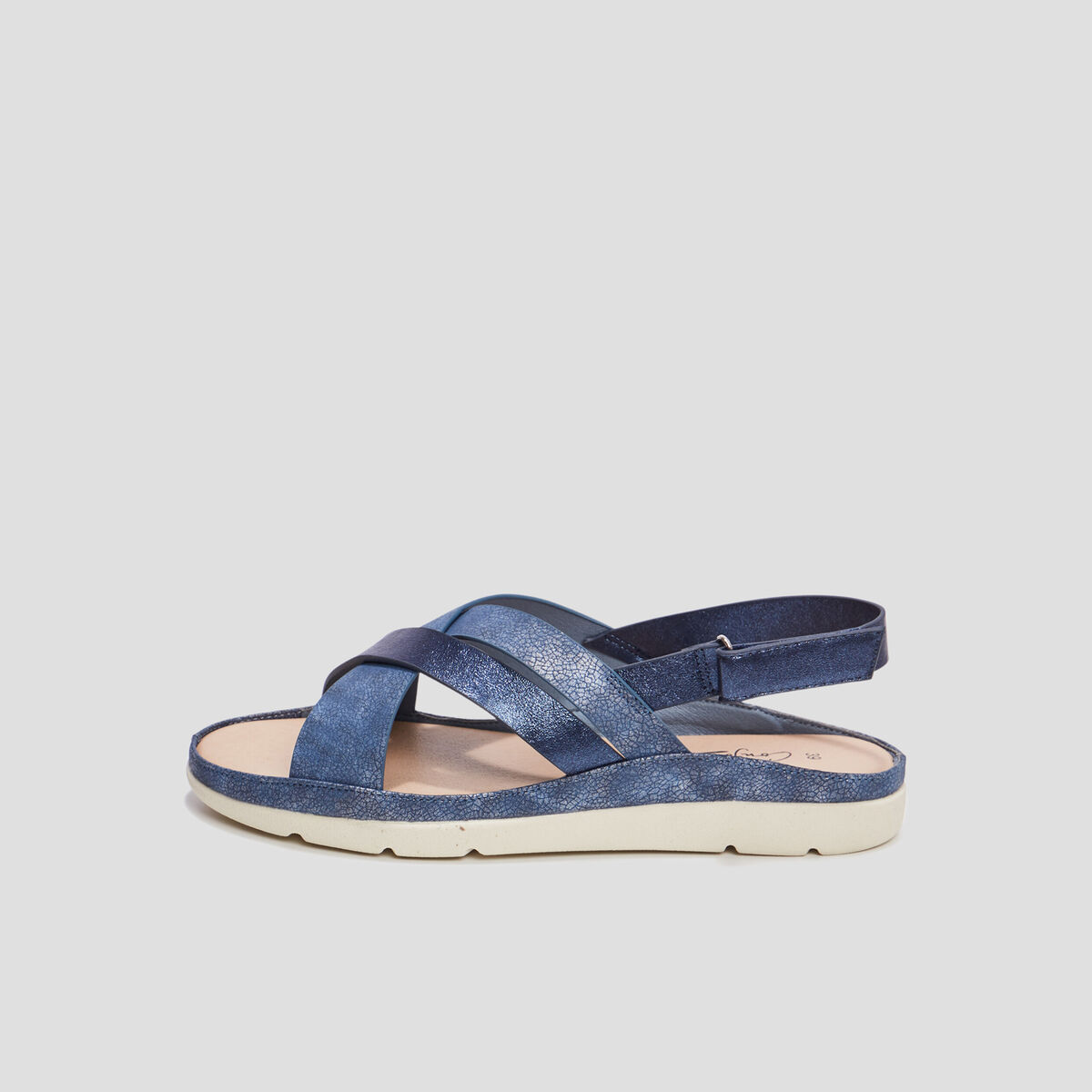 Mules pied large Confortissimo bleu femme