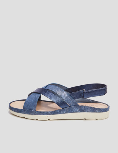 Mules pied large Confortissimo bleu femme