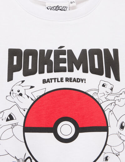 T-shirt manches courtes coton Pok&eacute;mon blanc gar&ccedil;on